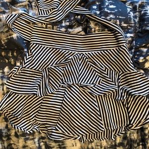 Black and white striped twirl skirt